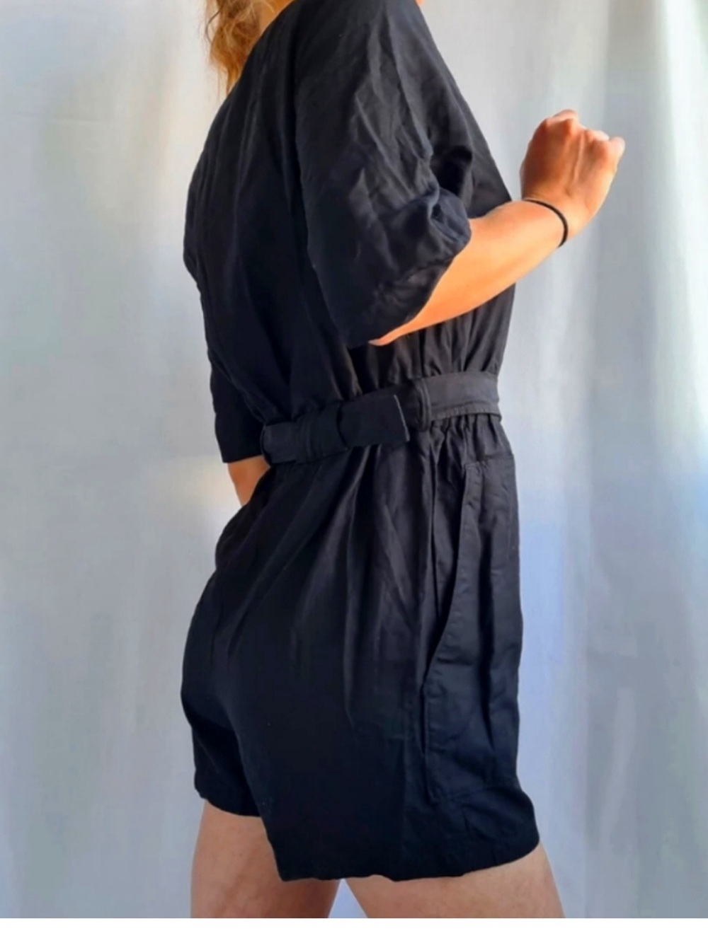 COS Black Short Sleeve Romper with Belt